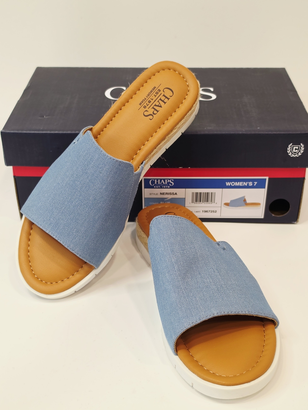CHAPS Nerissa Women’s Slide Sandals – Blue | Size 7